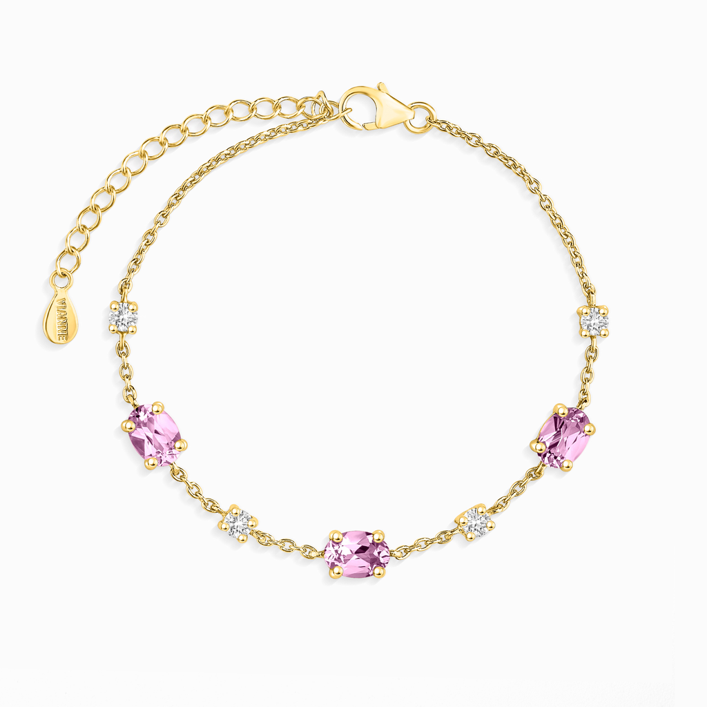 Bracelet saphir rose en vermeil d'or 18 carats