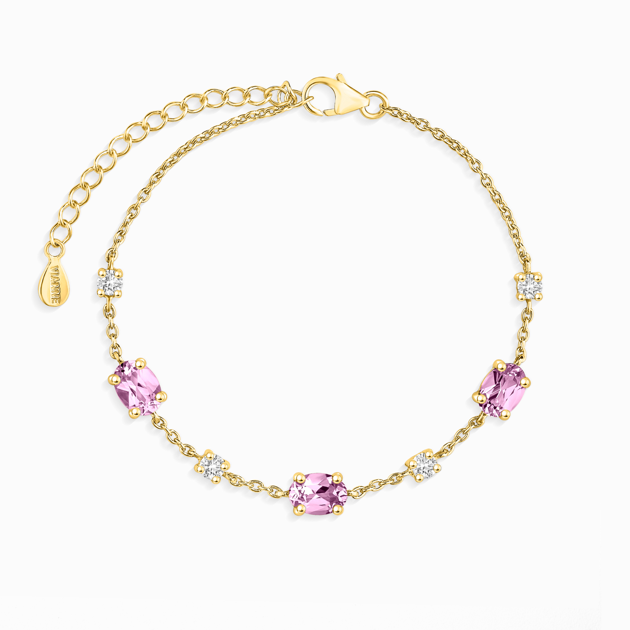 Bracelet saphir rose en vermeil d'or 18 carats