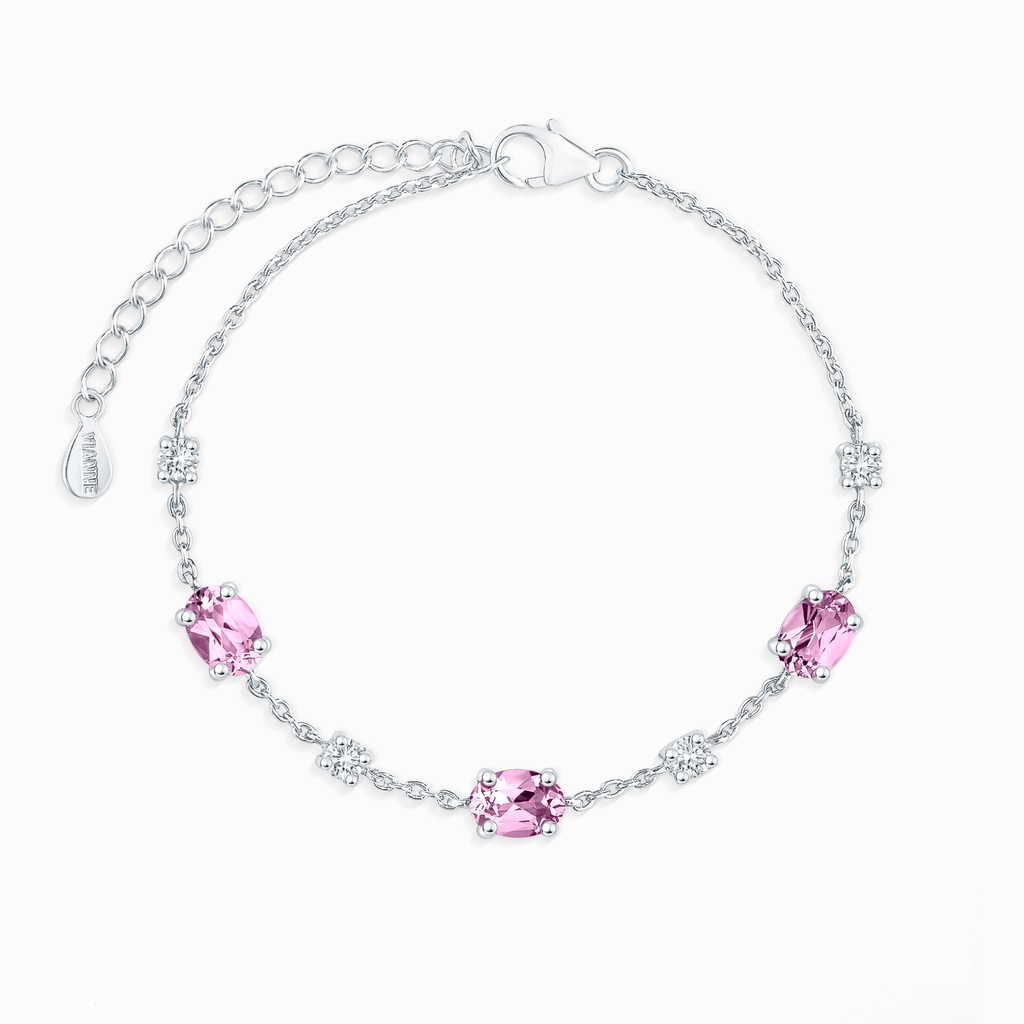 Bracelet saphir rose en argent sterling