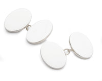 Sterling Silver British Hallmarked Chain Oval Cufflinks