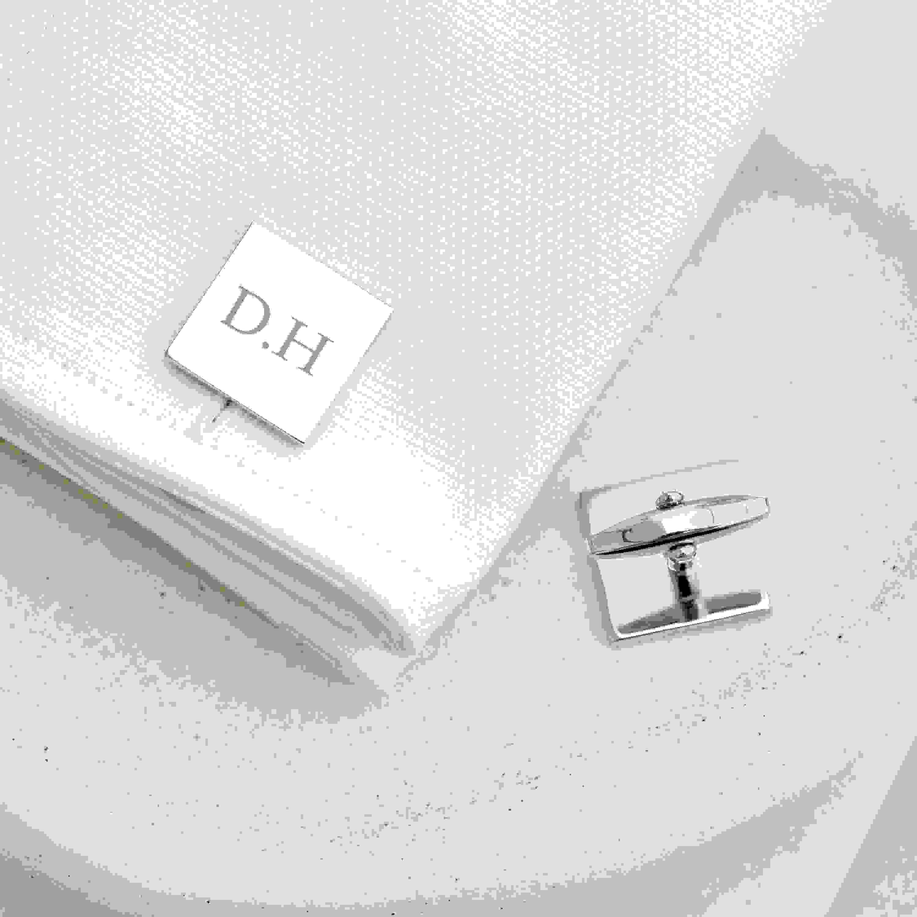 Personalised Silver Plated Square Cufflinks