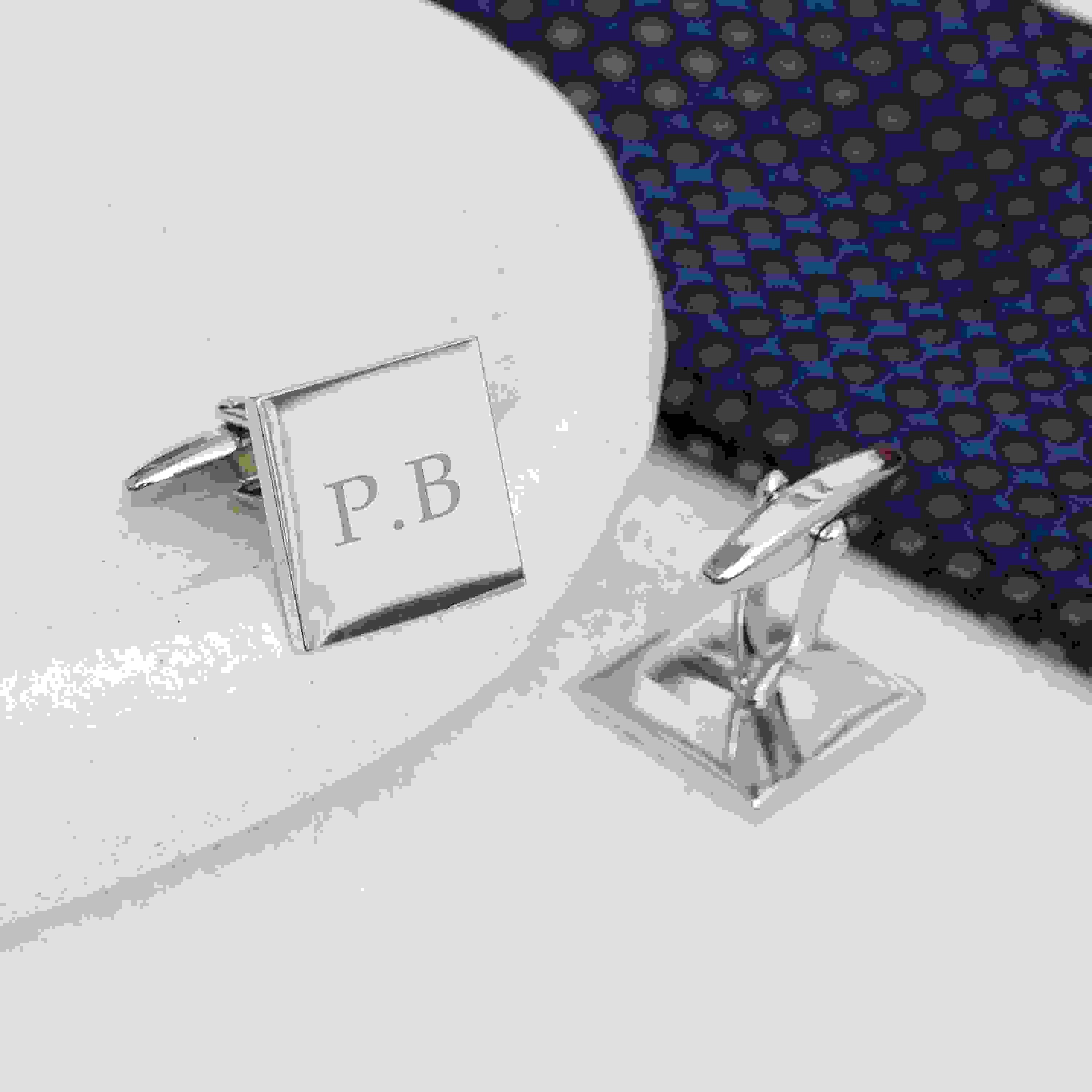 Personalised Silver Plated Square Cufflinks