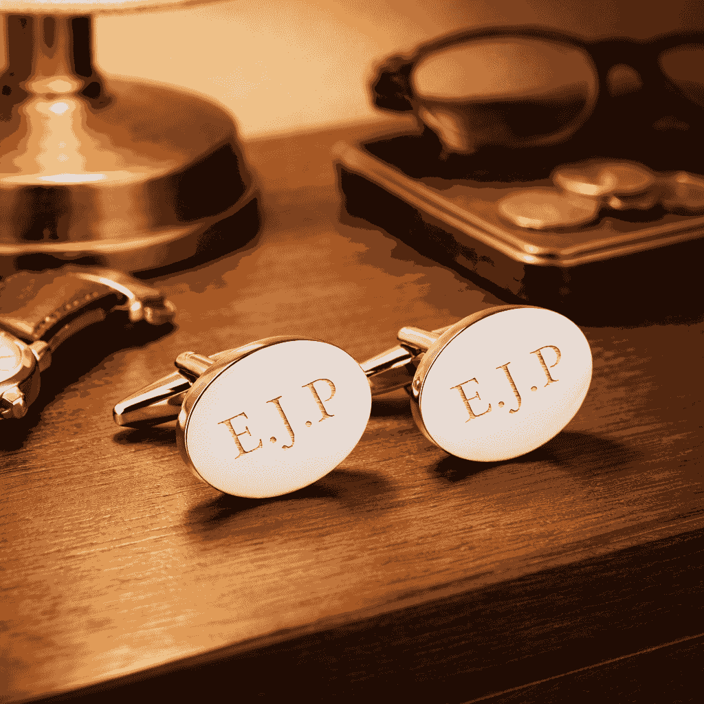 Personalised Silver Plated Oval Cufflinks