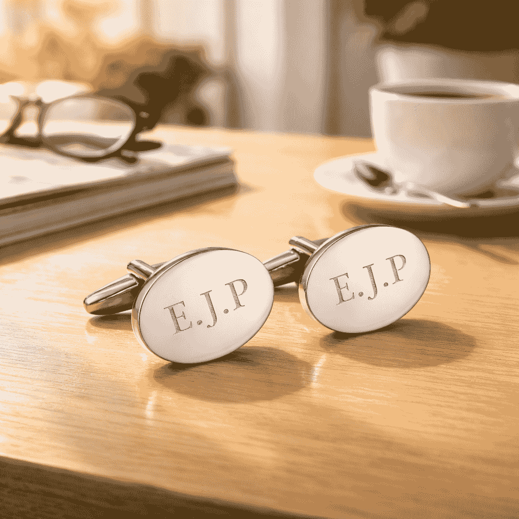 Personalised Silver Plated Oval Cufflinks