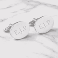 Personalised Silver Plated Oval Cufflinks