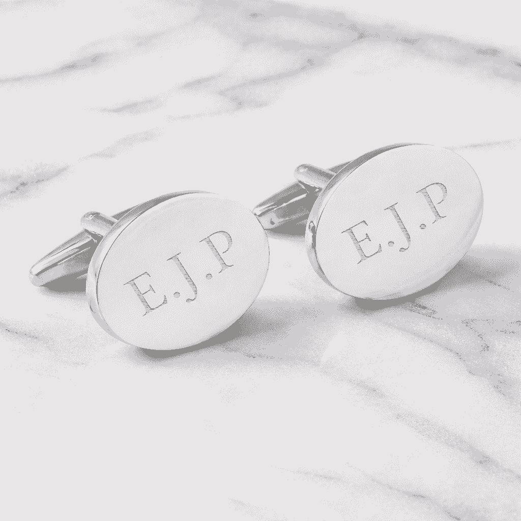 Personalised Silver Plated Oval Cufflinks