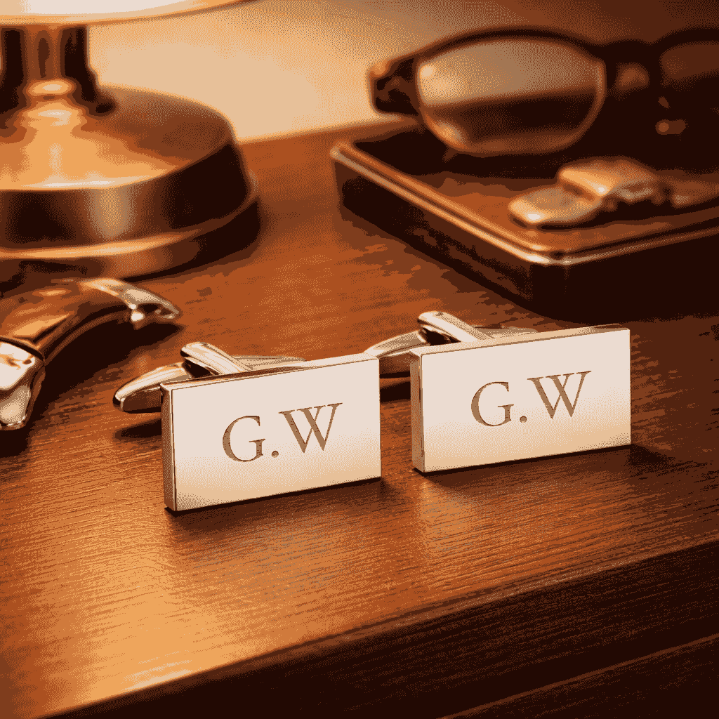 Personalised Silver Plated Rectangle Cufflinks