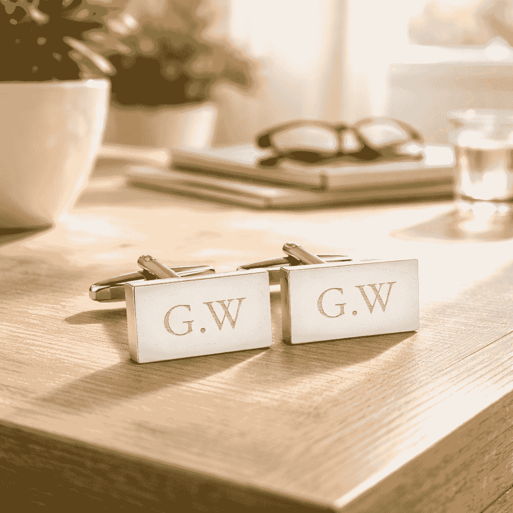 Personalised Silver Plated Rectangle Cufflinks