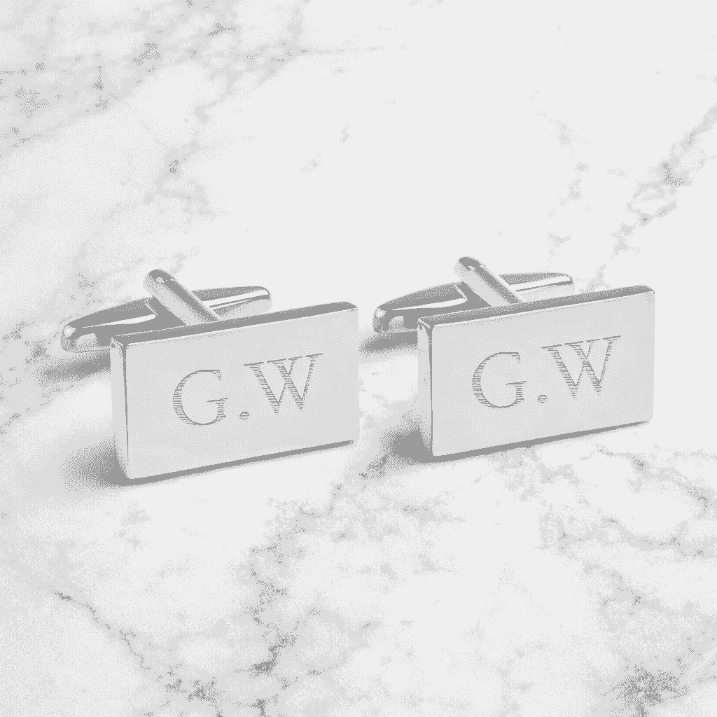 Personalised Silver Plated Rectangle Cufflinks