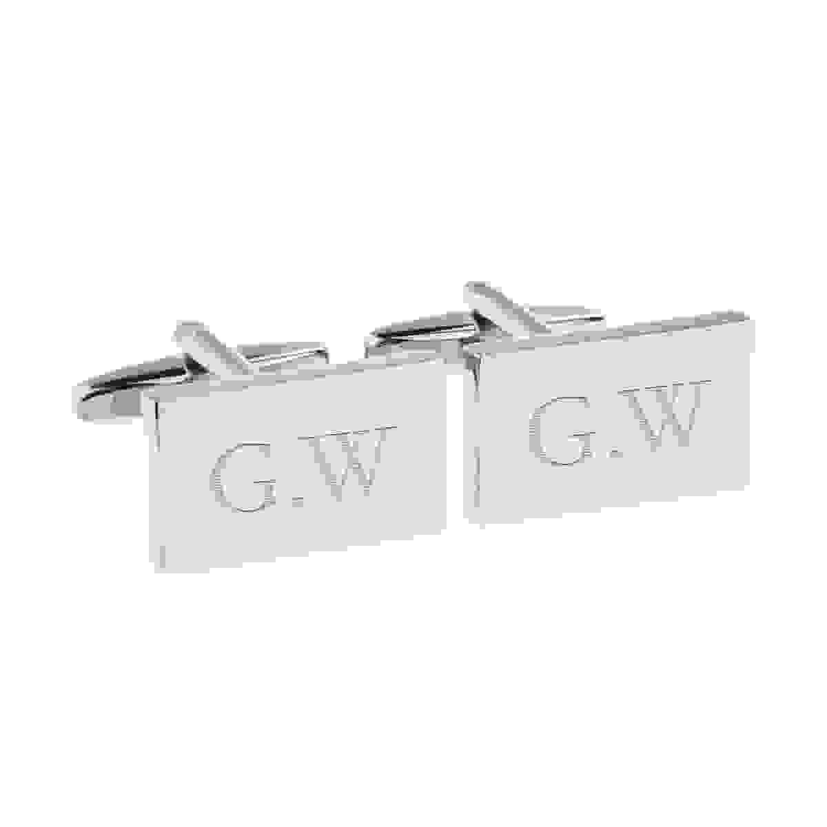 Personalised Silver Plated Rectangle Cufflinks