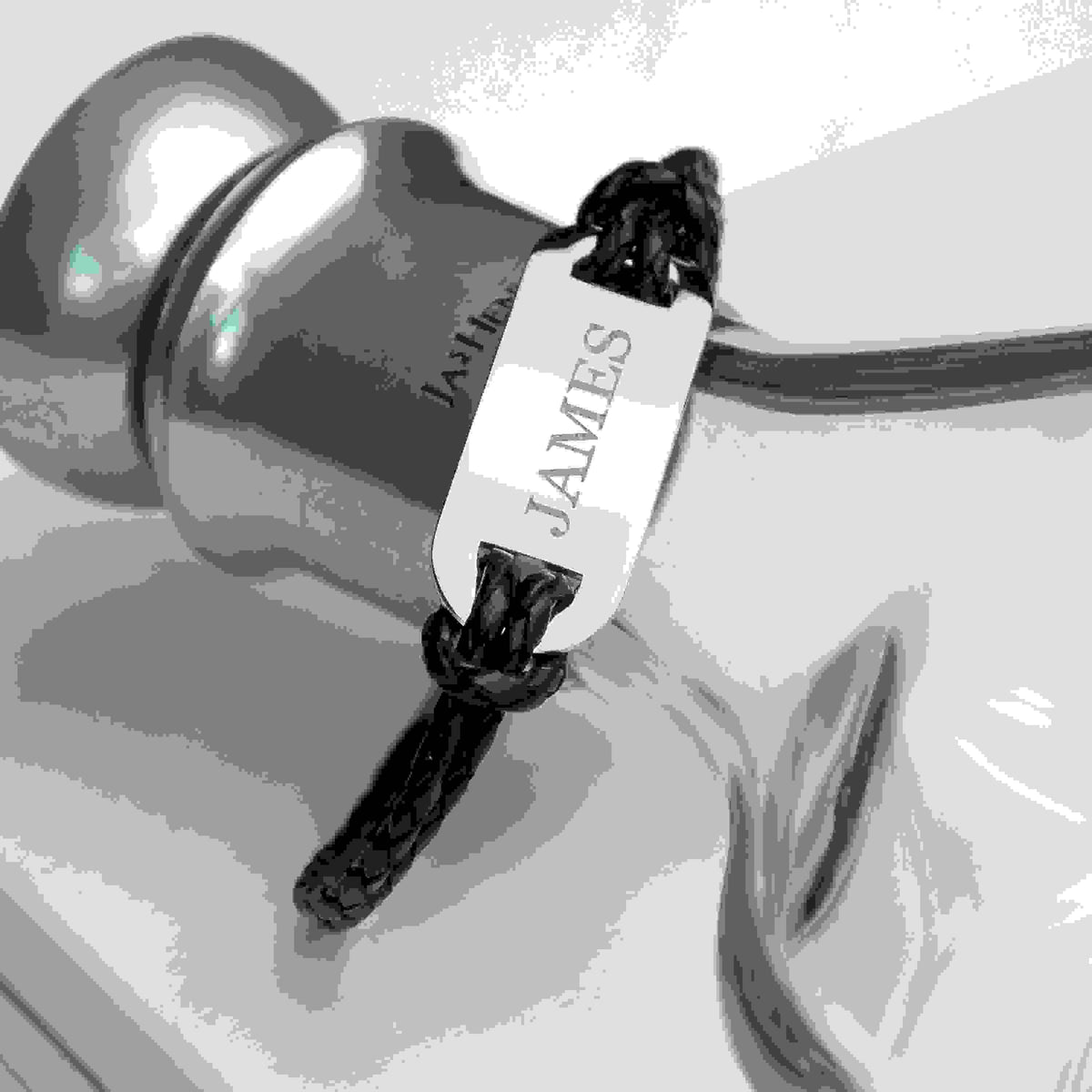 Personalised Men's Statement Leather Bracelet in Black
