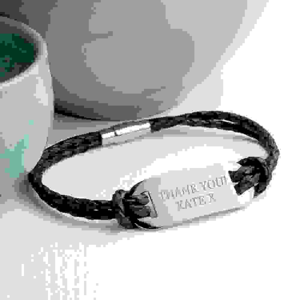 Personalised Men's Statement Woven Brown Leather Bracelet