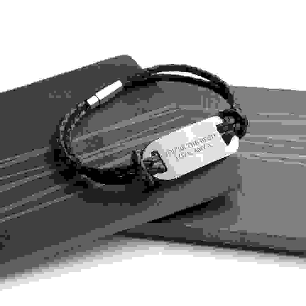 Personalised Men's Statement Leather Bracelet In Navy