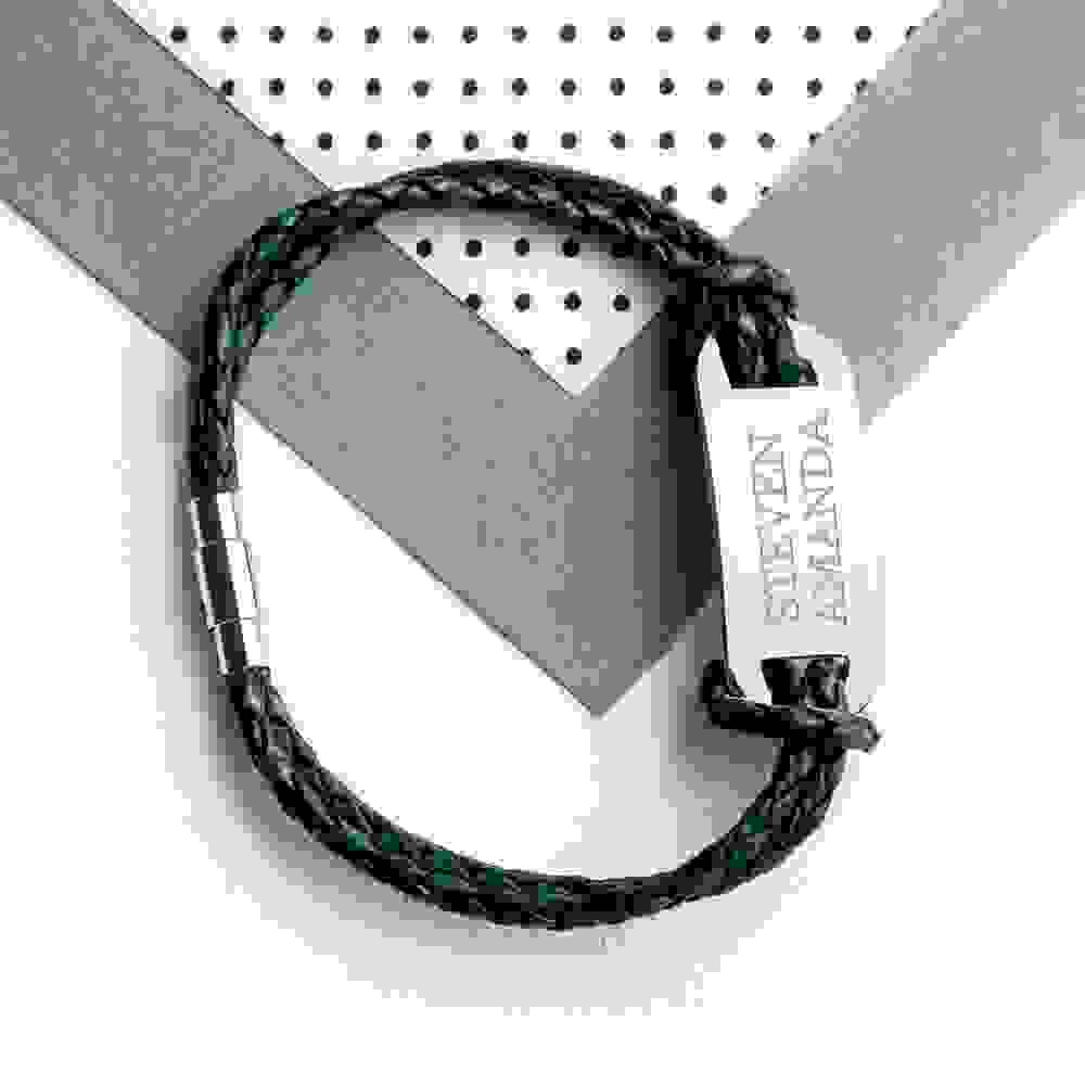 Personalised Men's Statement Leather Bracelet In Navy