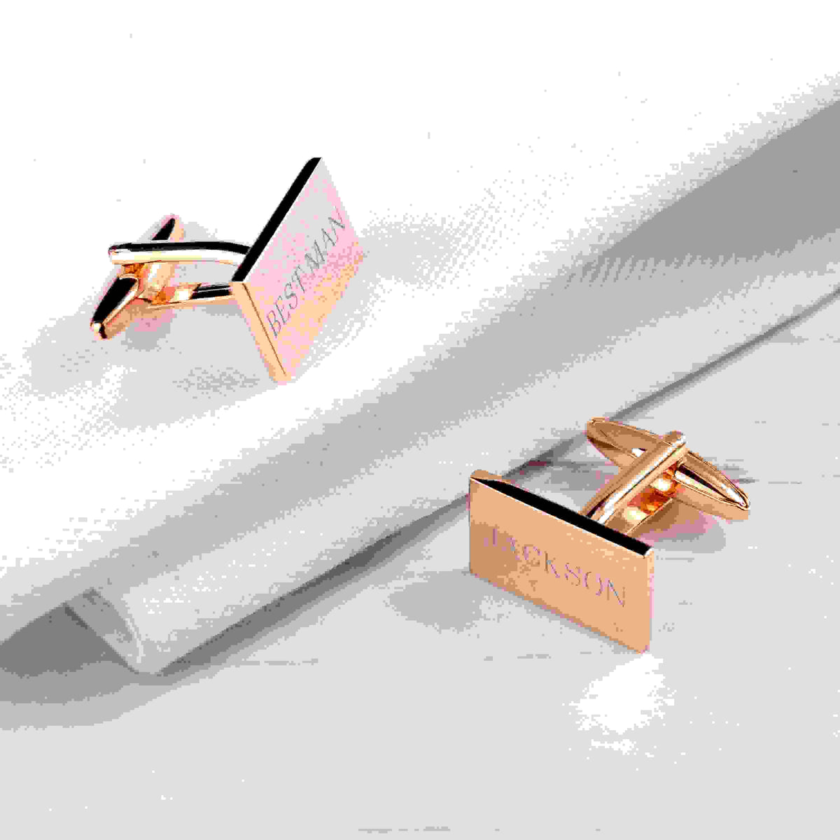 Personalised Rose Gold Plated Rectangle Cufflinks