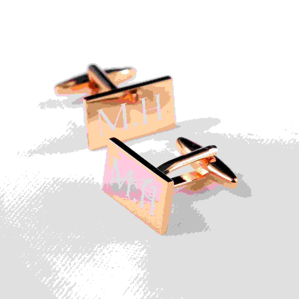 Personalised Rose Gold Plated Rectangle Cufflinks