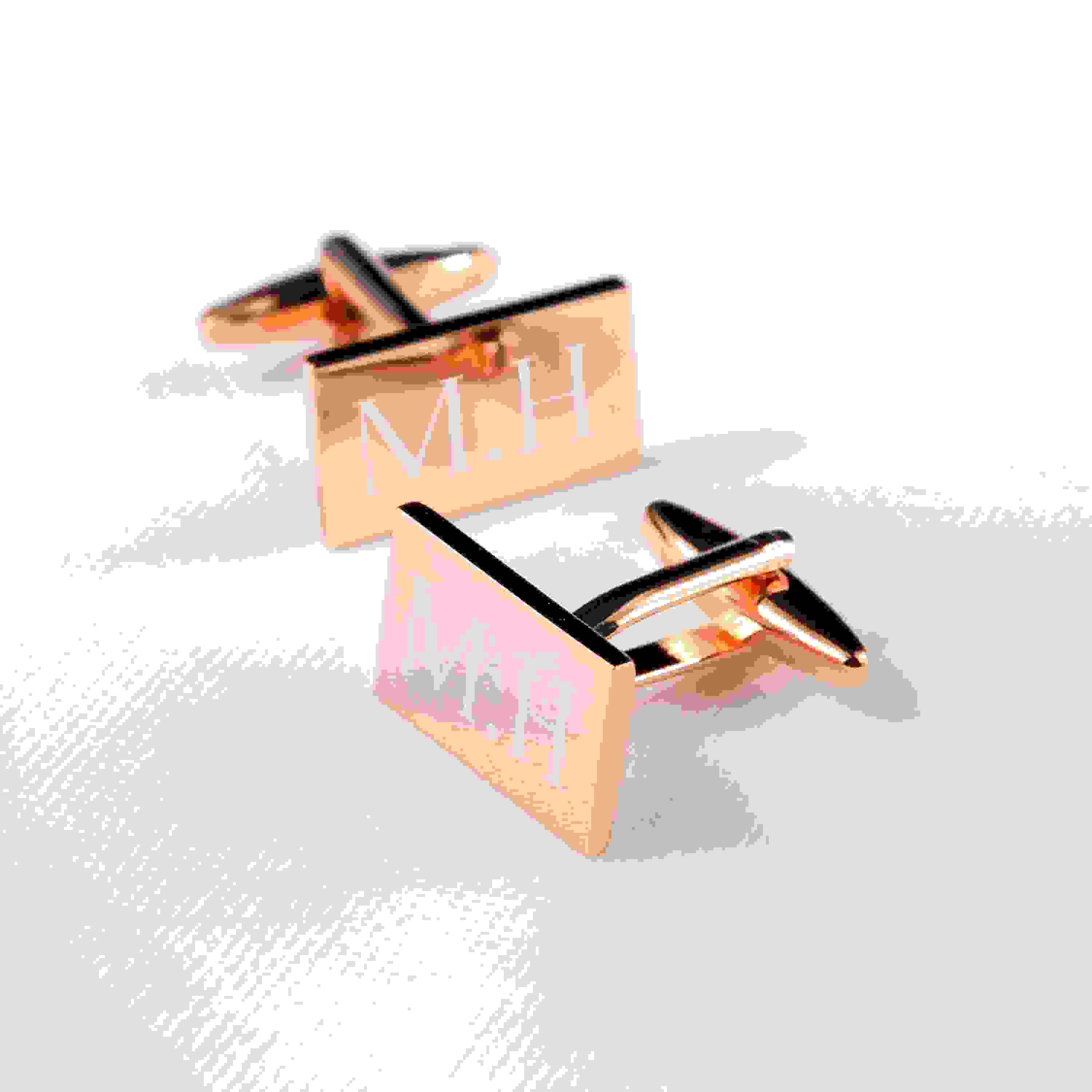 Personalised Rose Gold Plated Rectangle Cufflinks