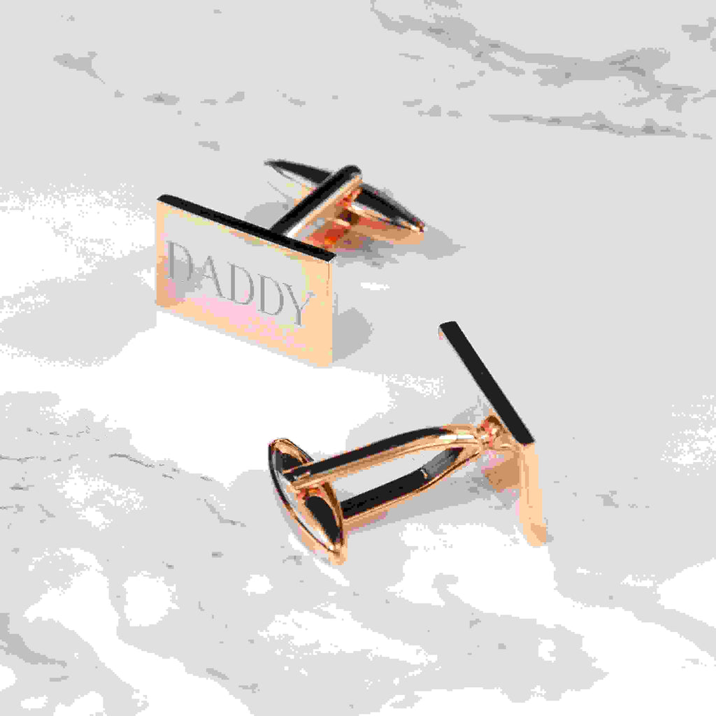 Personalised Rose Gold Plated Rectangle Cufflinks
