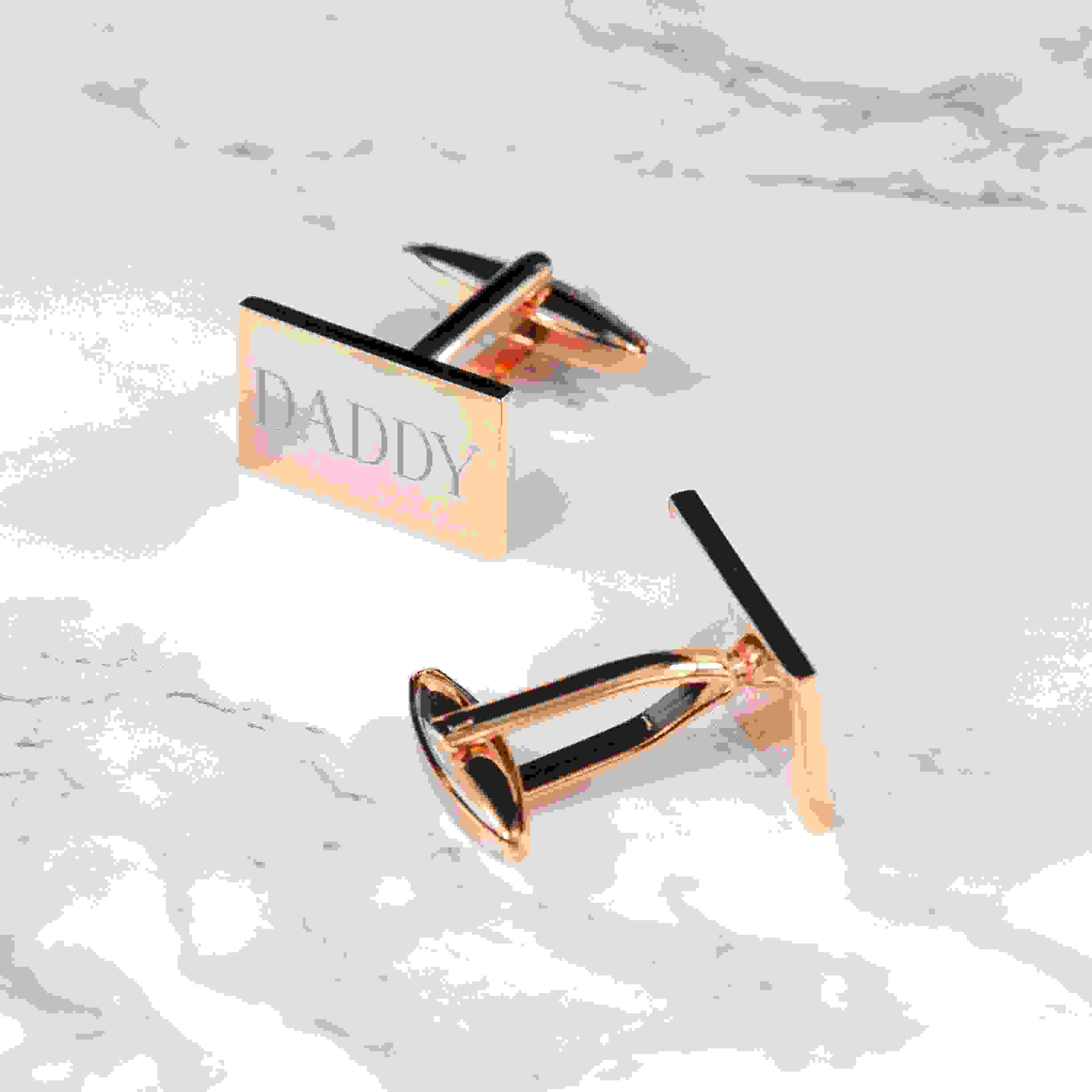 Personalised Rose Gold Plated Rectangle Cufflinks