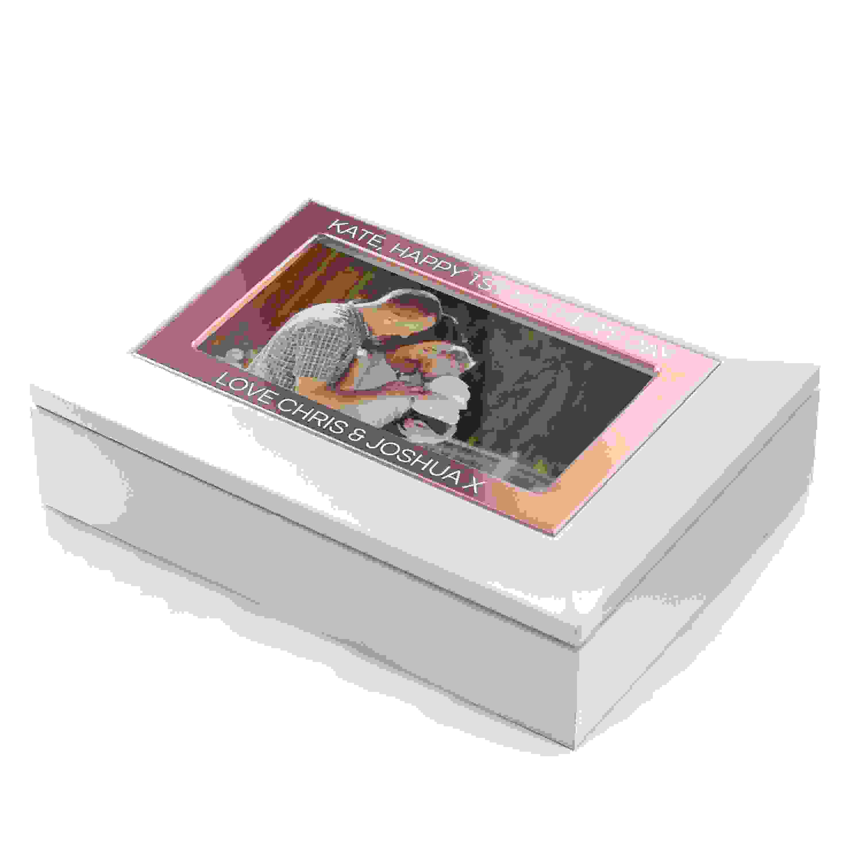 Personalised Powder White and Rose Gold Jewellery Box