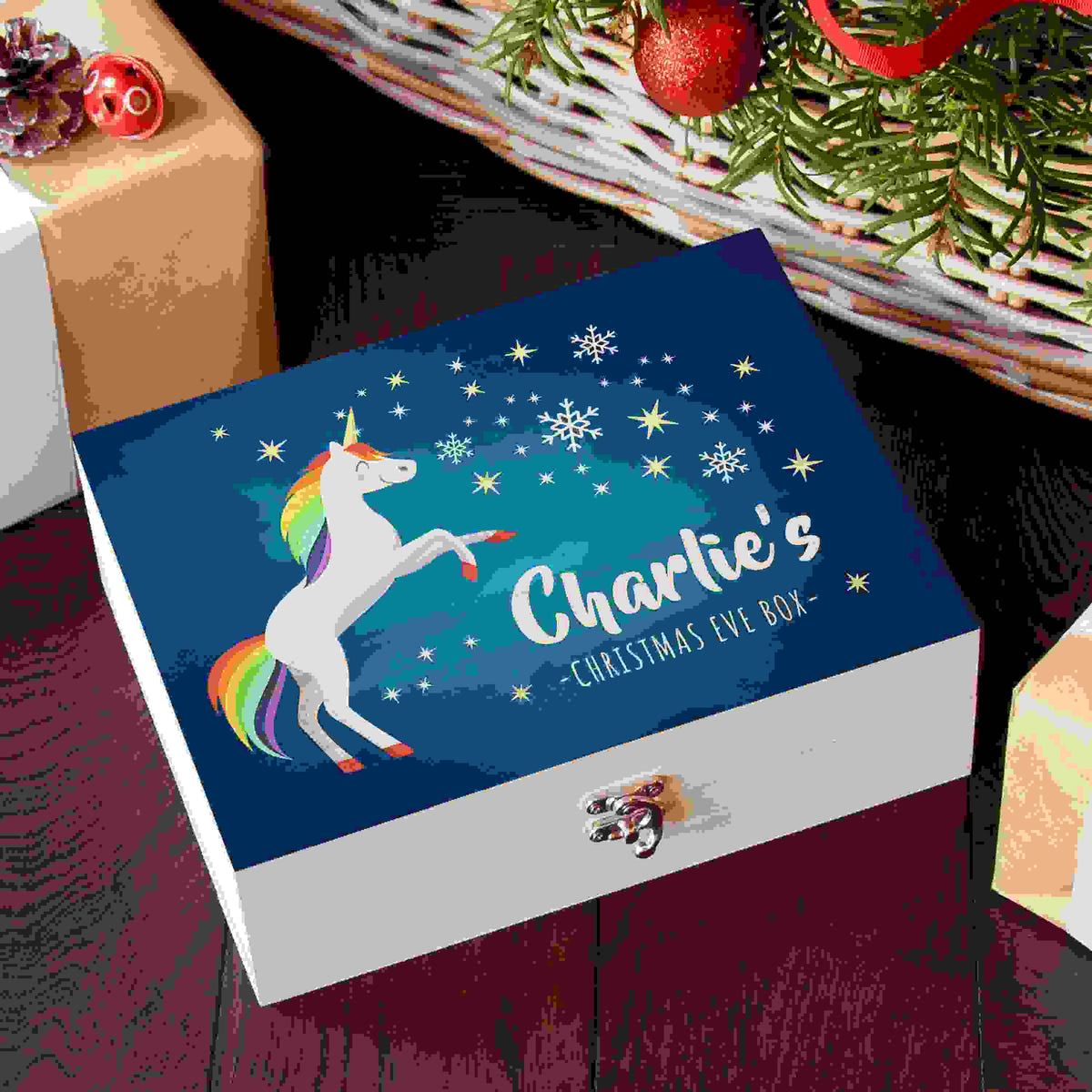 Personalised Rainbow Unicorn Christmas Eve Box