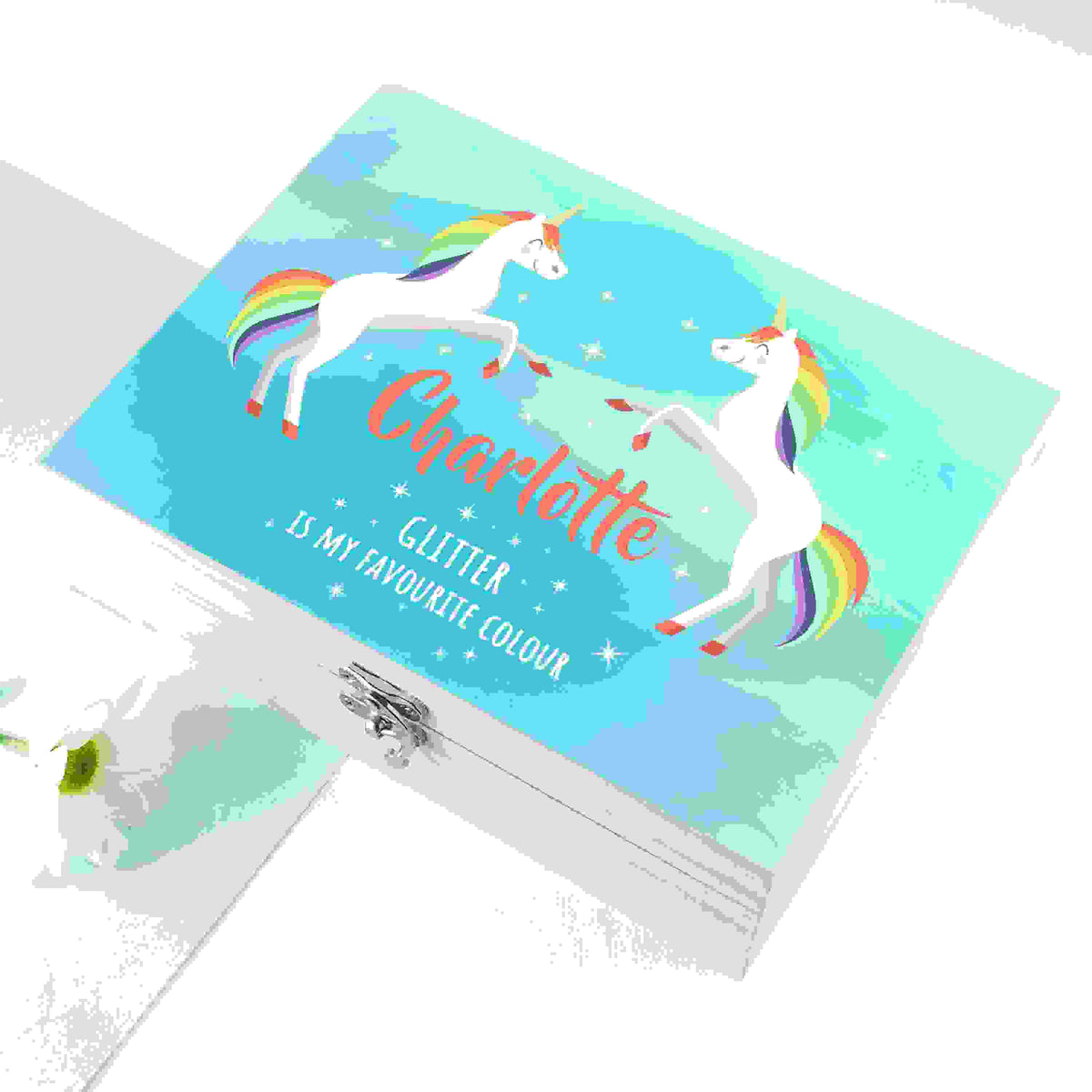 Personalised Rainbow Unicorn Accessories Box
