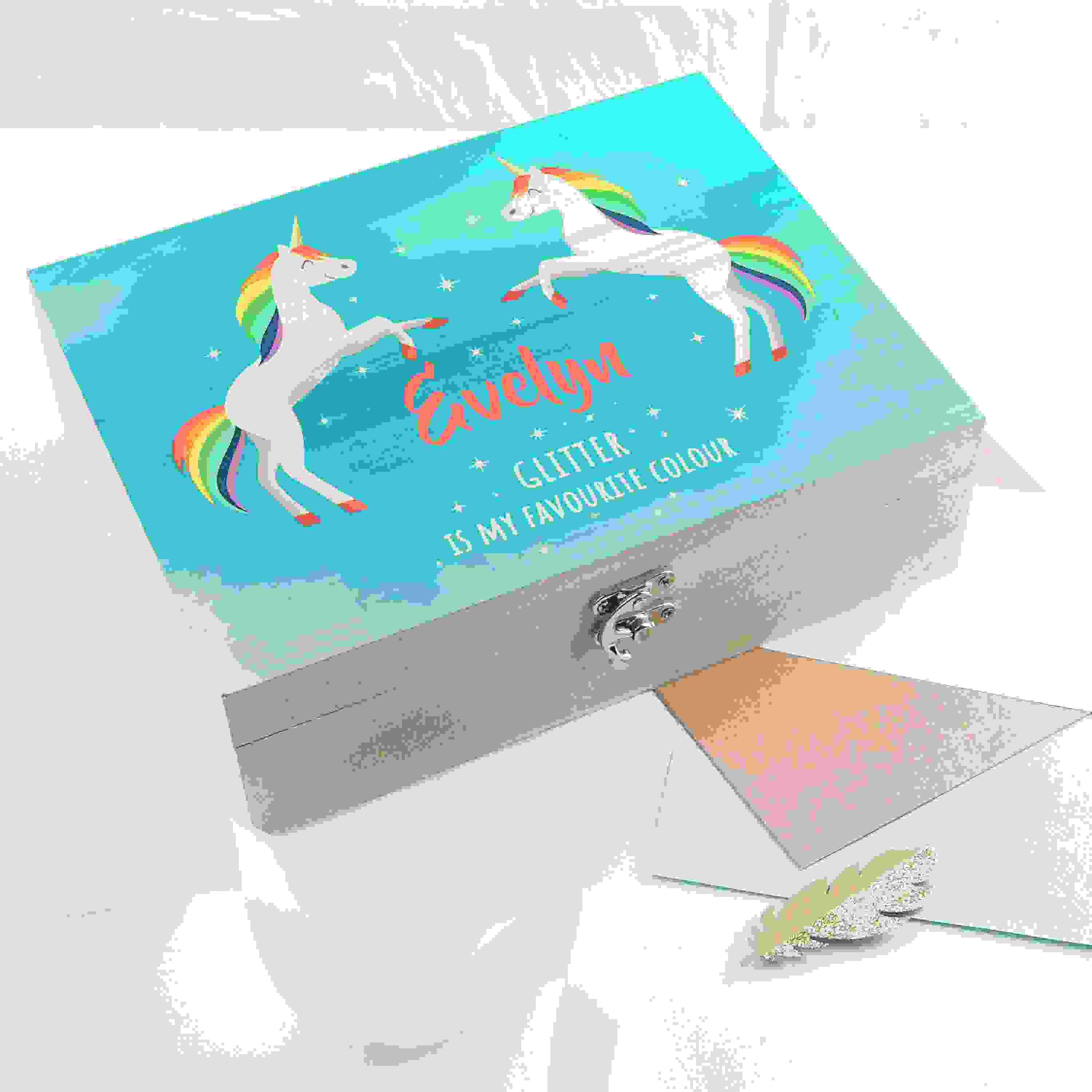 Personalised Rainbow Unicorn Accessories Box