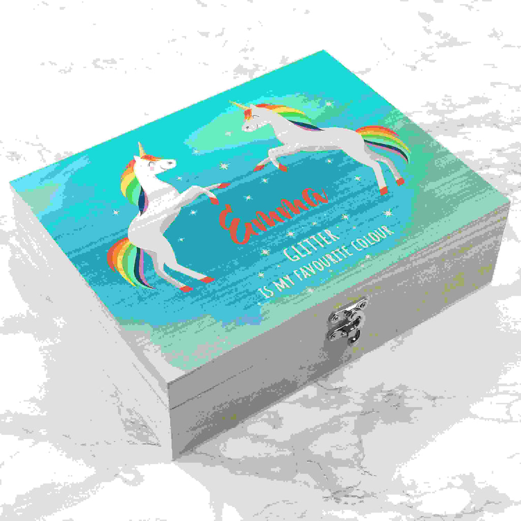 Personalised Rainbow Unicorn Accessories Box