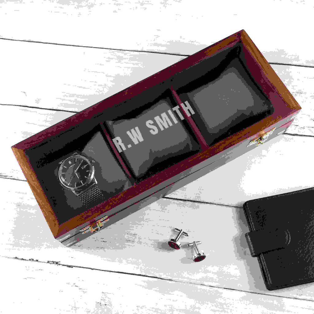 Personalised 3 Piece Wooden Watch Box