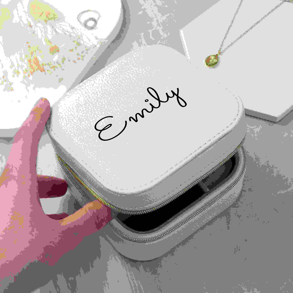 Personalised White Travel Jewellery Case