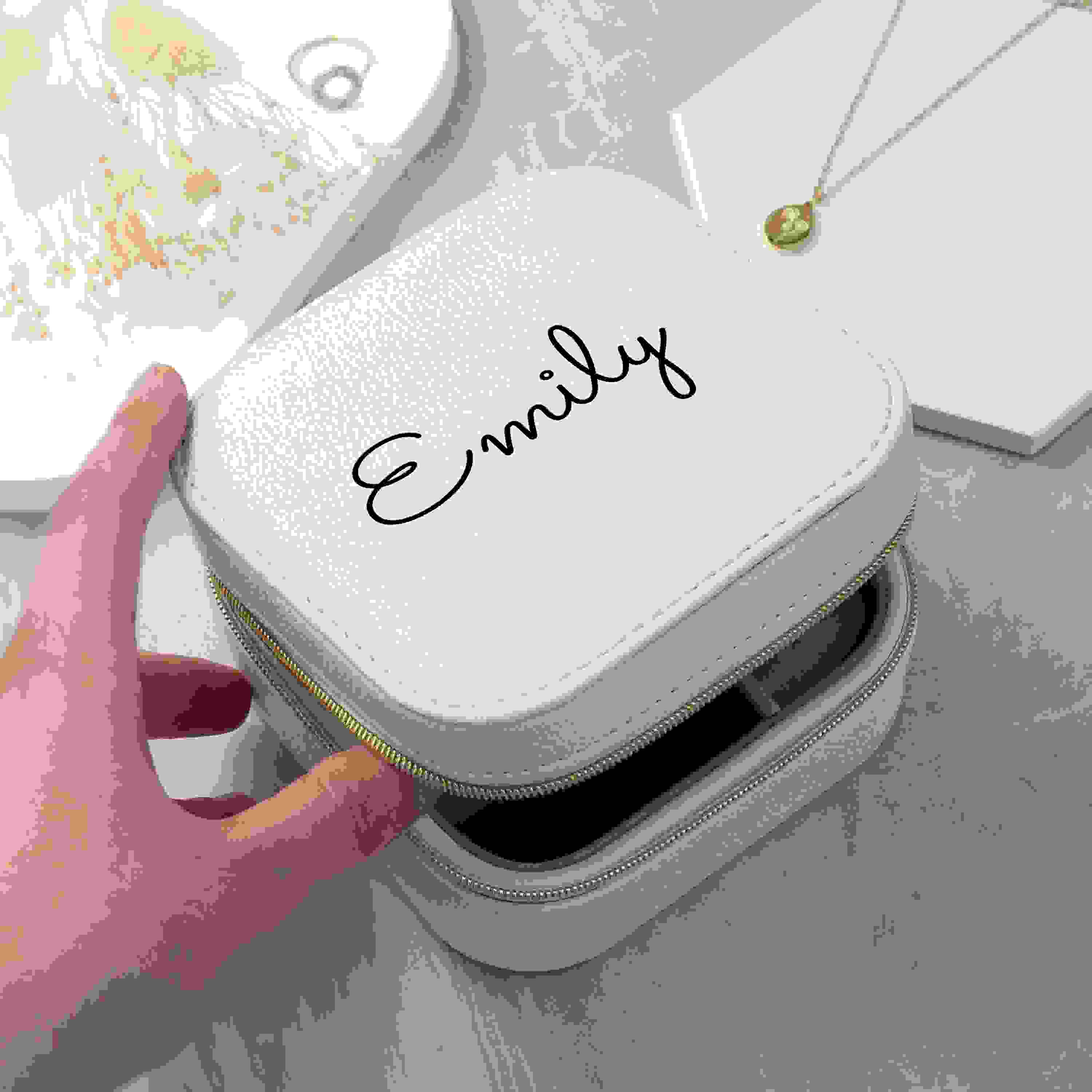 Personalised White Travel Jewellery Case