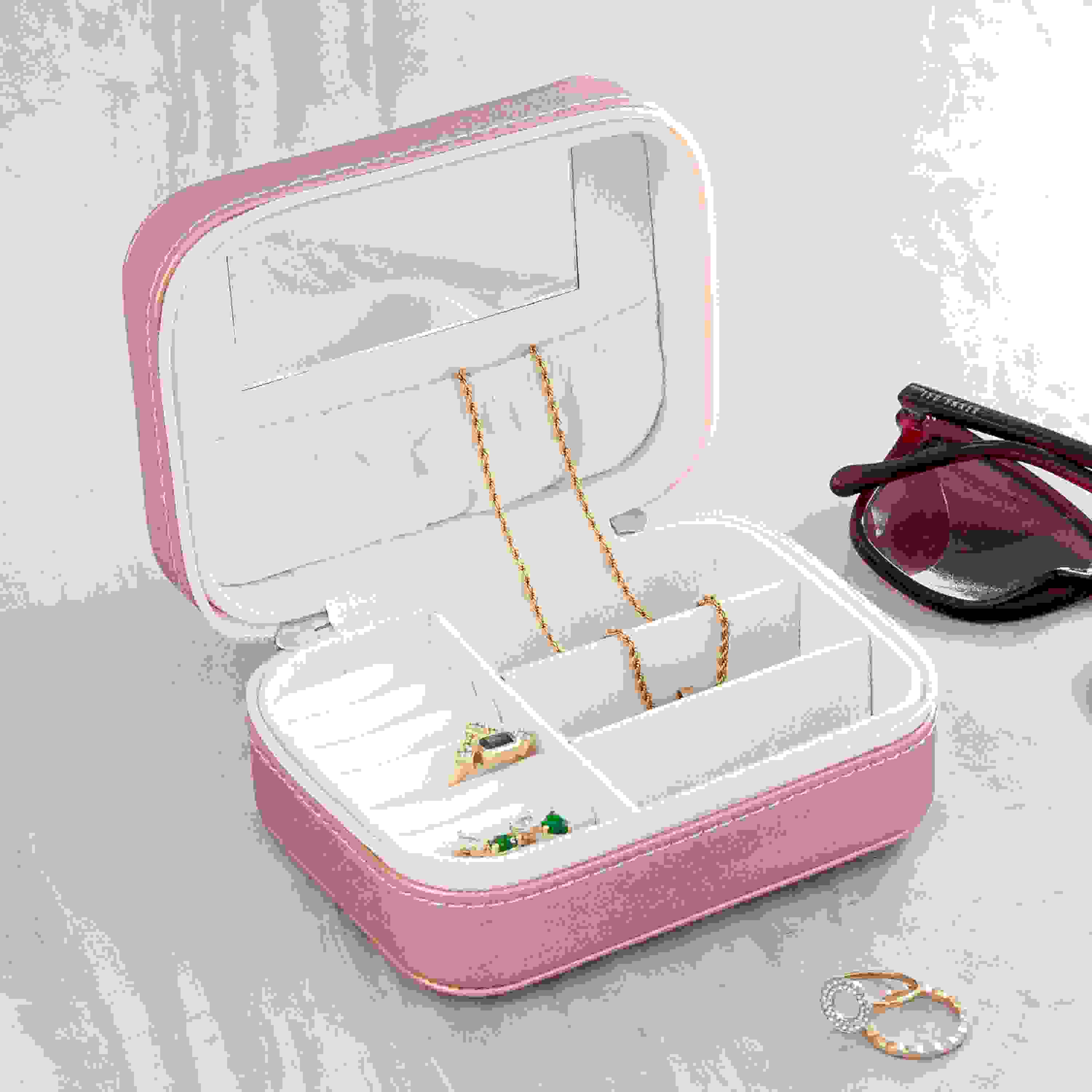 Personalised Wreath Pink Travel Jewellery Case