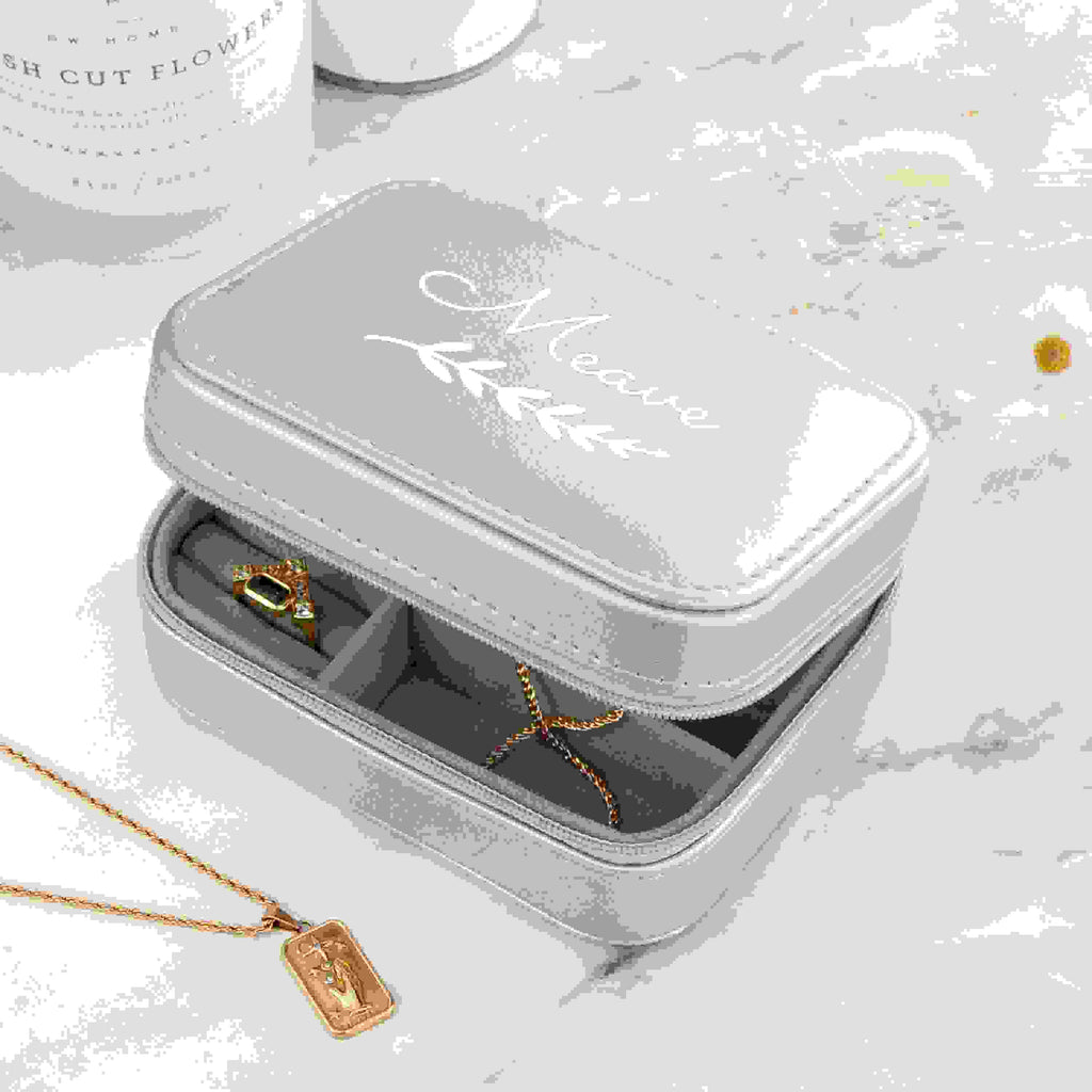 Personalised Wreath Silver Travel Jewellery Case
