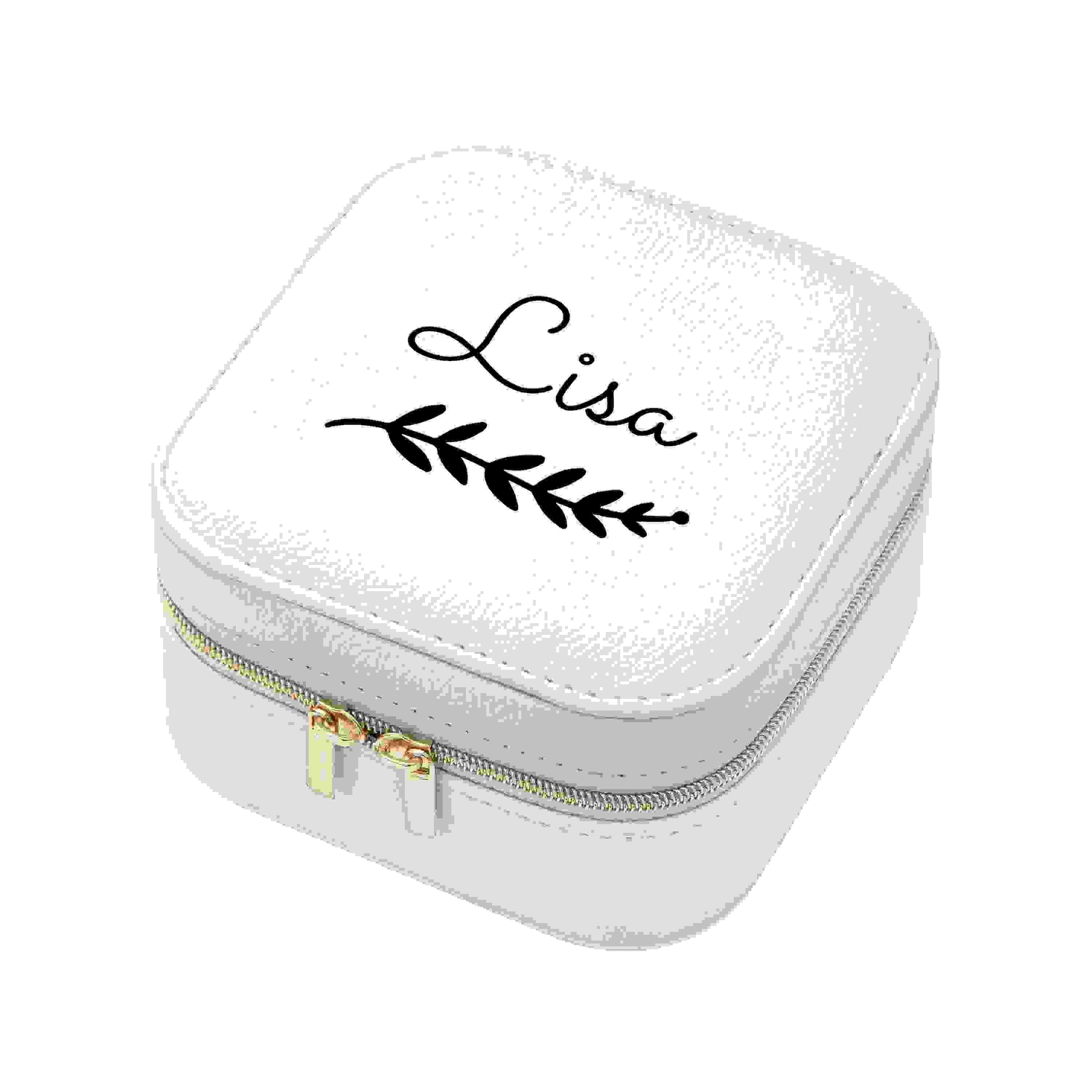 Personalised Wreath White Travel Jewellery Case