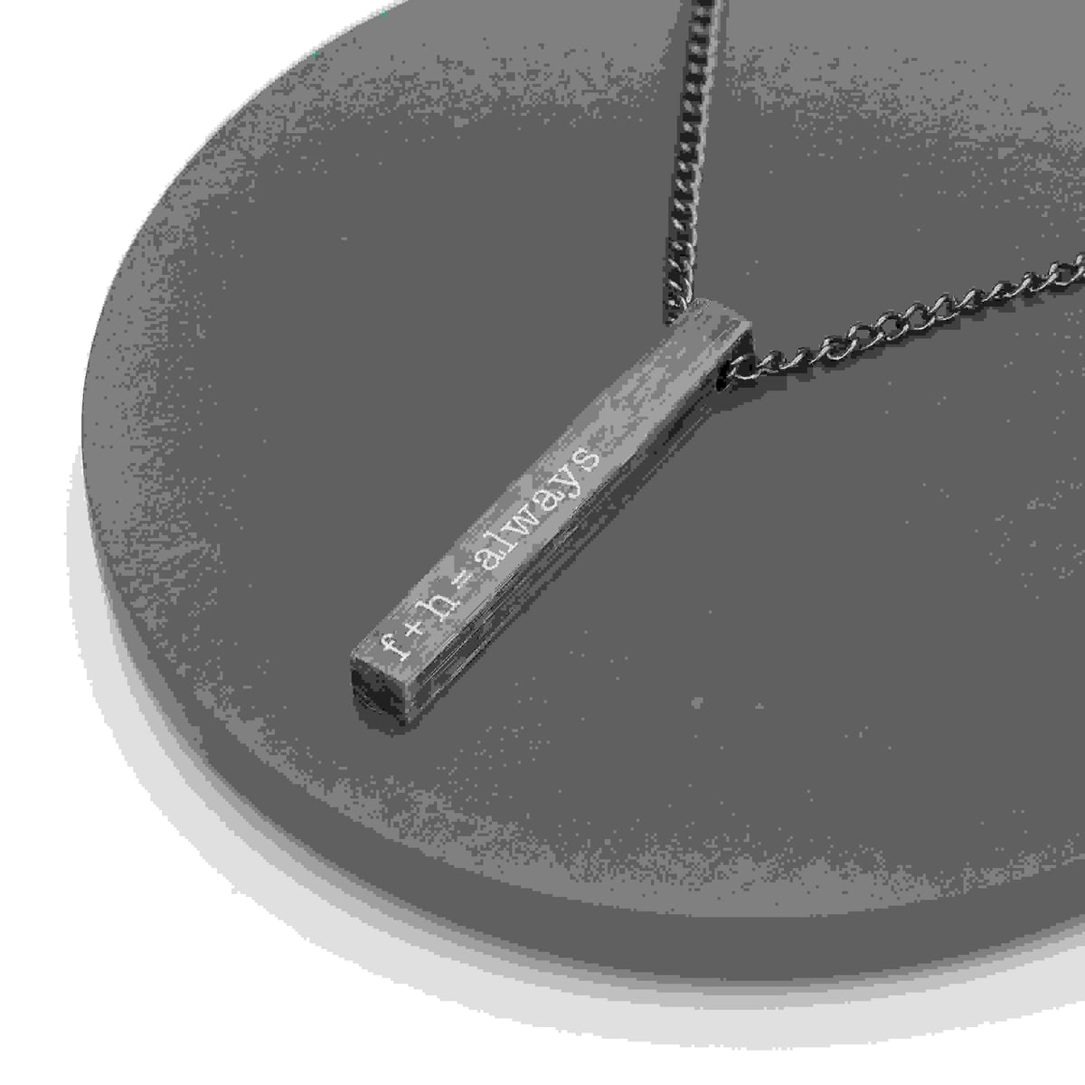 Personalised Men's Brushed Gunmetal Solid Bar Necklace