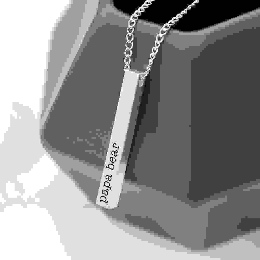 Personalised Father's Day Men's Silver Solid Bar Necklace