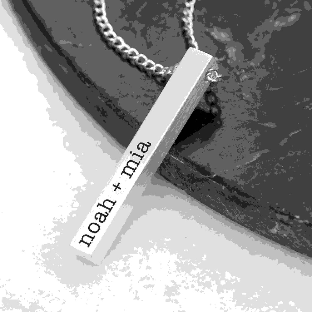 Personalised Men's Silver Solid Bar Necklace