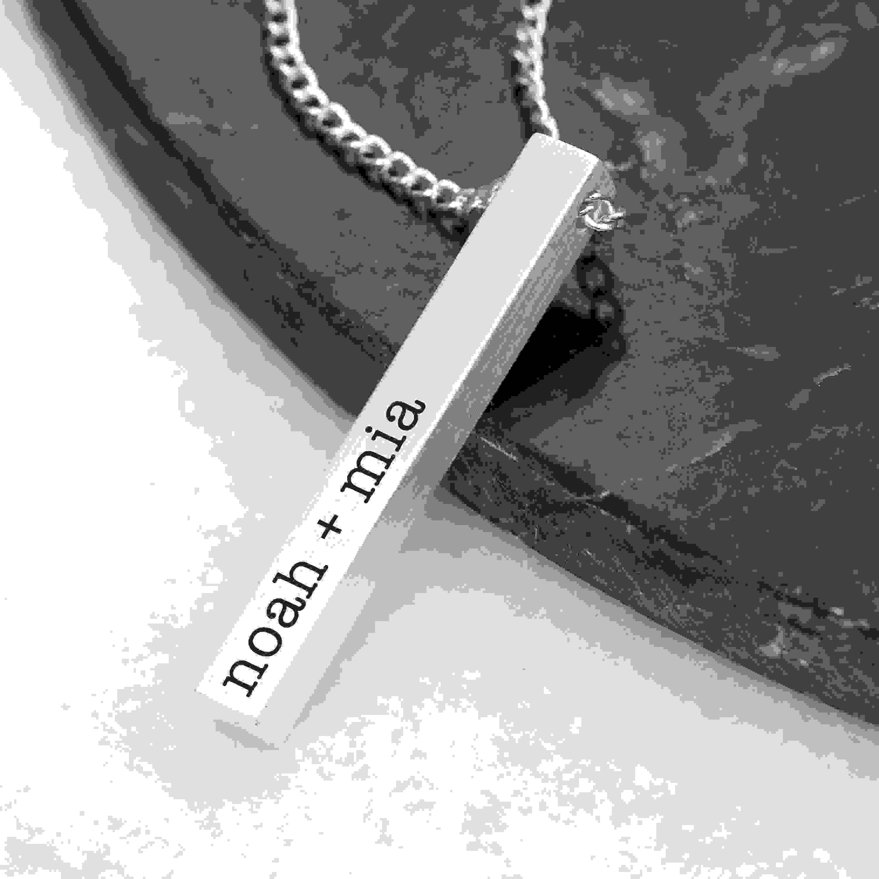 Personalised Men's Silver Solid Bar Necklace
