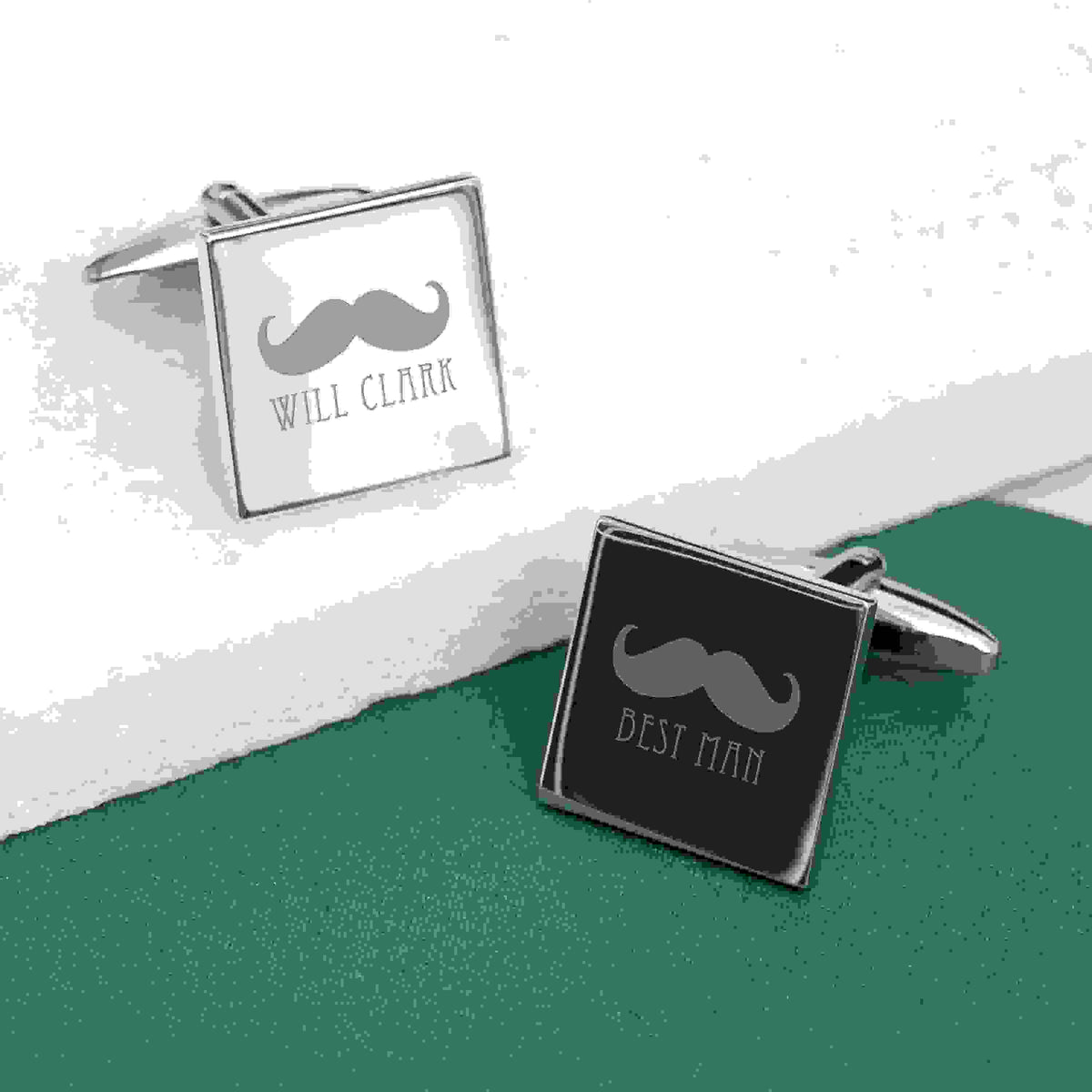 Personalised Silver Moustache Cufflinks