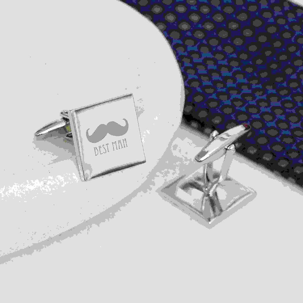 Personalised Silver Moustache Cufflinks