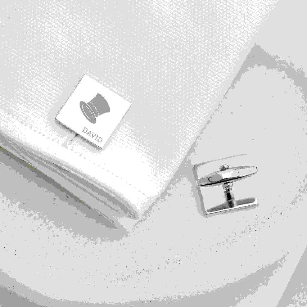 Personalised Silver Top Hat Cufflinks