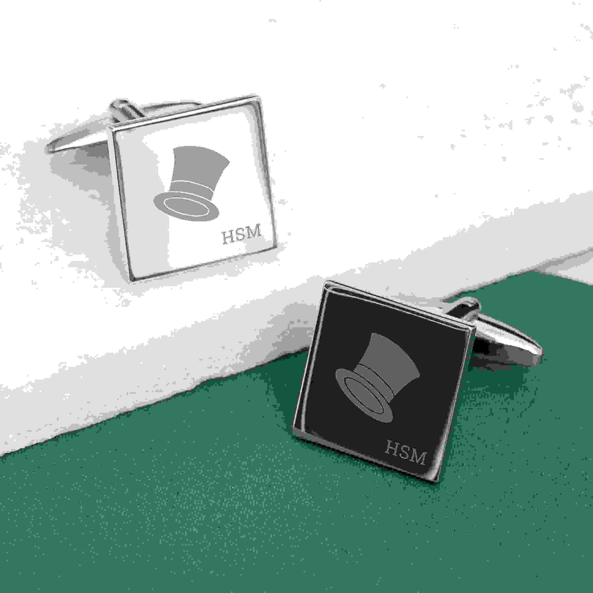 Personalised Silver Top Hat Cufflinks