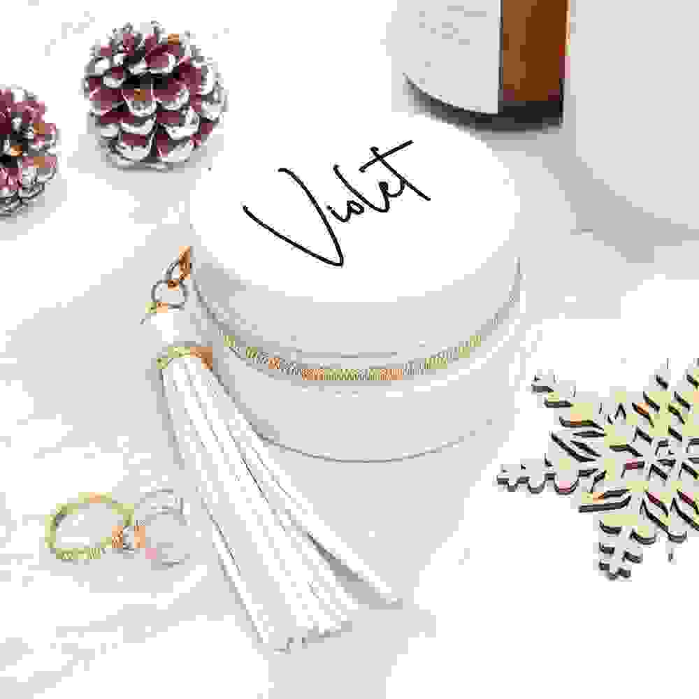Personalised White Travel Jewellery Case with Tassel