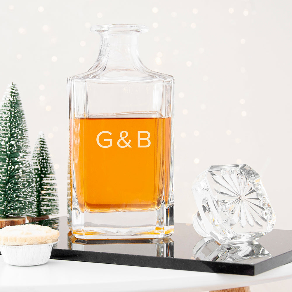 Personalised Classic Initials Square Decanter