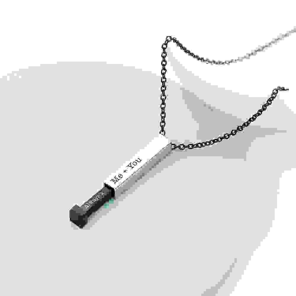 Personalised Men's Silver Hidden Message Capsule Necklace