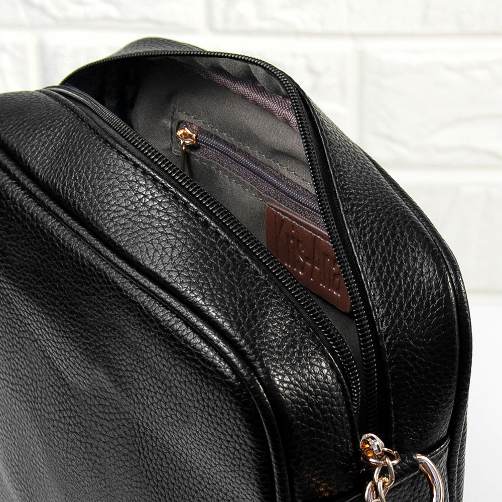 Personalised Luxury Crossbody Bag in Black