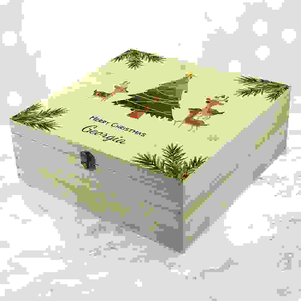 Personalised Playing Reindeers Christmas Eve Box