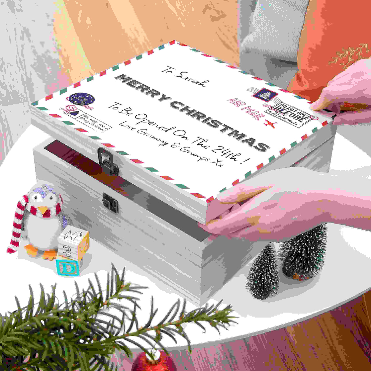 Personalised Nostalgic International Mail Christmas Box
