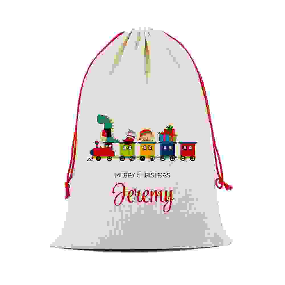 Personalised Kid's Christmas Train Christmas Sack