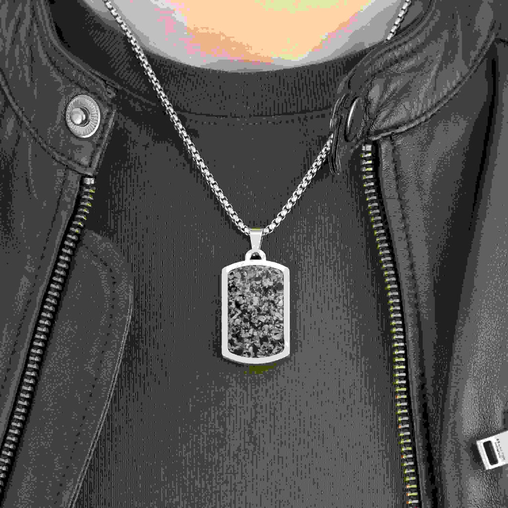 Personalised Men's Snowflake Obsidian Dog Tag Necklace